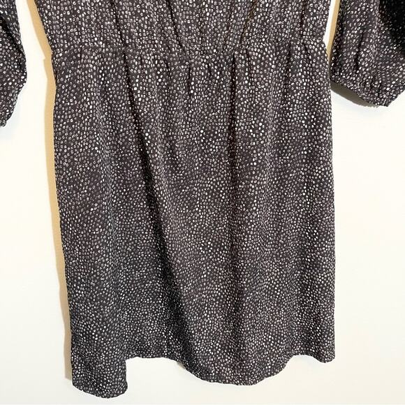 H&M Women's Black Polka Dots V-Neck Long Sleeve Cinched Baby Doll Dress Size 8 - Picture 12 of 16